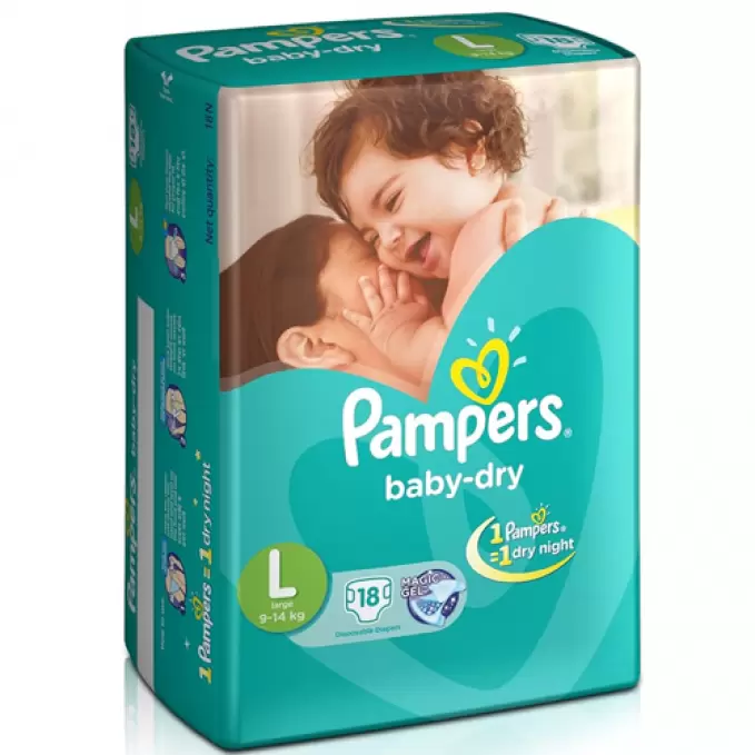 PAMPERS BABY DRY LARGE 18 Nos