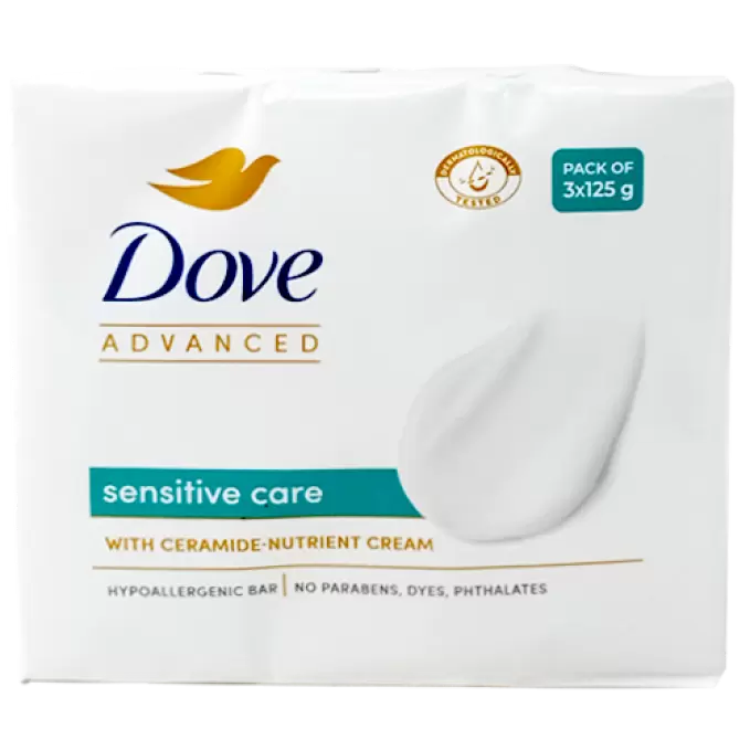 DOVE SENSITIVE CARE BATHING BAR 3*125g 125 gm