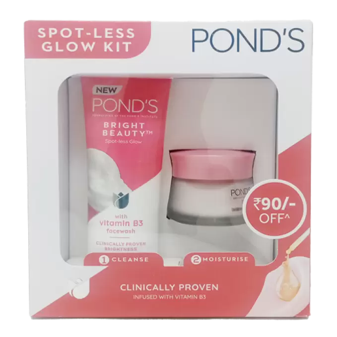 POND S BRIGHT BEAUTY FACE WASH 100g + SERUM CREAM SPF15 PA++ 100 gm