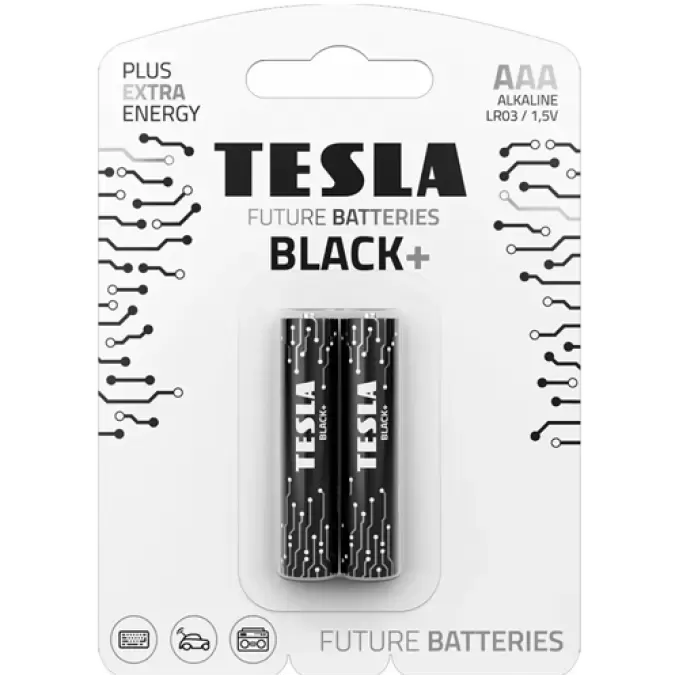 TESLA BLACK BATTERY AAA LR03  2 pcs