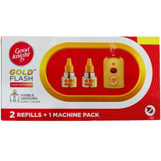 GOOD KNIGHT GOLD FLASH 2*45ml REFILLS+1MACHINE PACK 45 ml