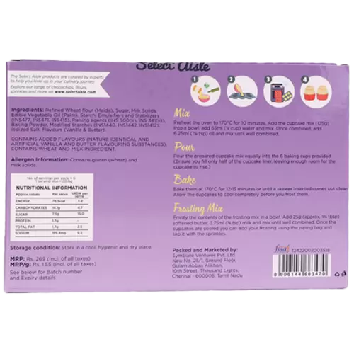 SELECT AISLE CUPCAKE MIX VANILLA 190 gm