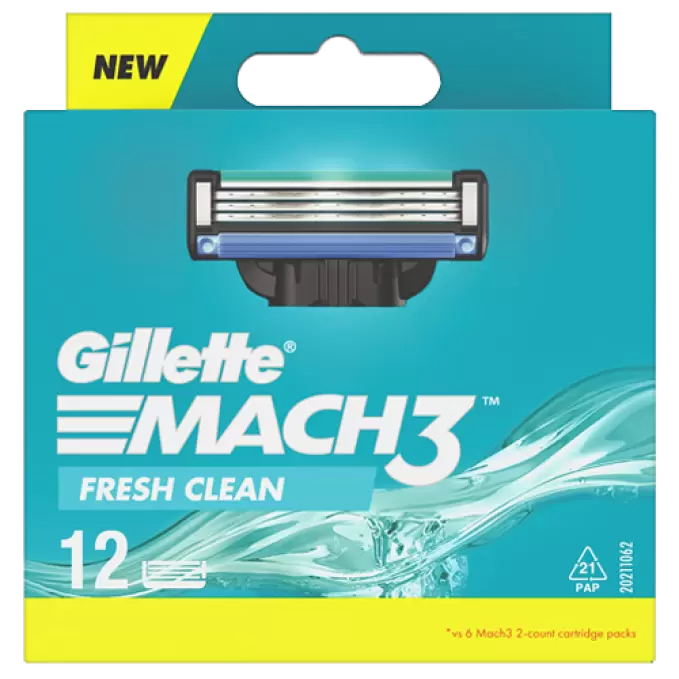 GILLETTE MACH3 FRESH CLEAN CARTRIDGES 12N 12 Nos