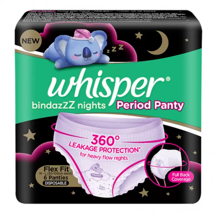 WHISPER NIGHTS PERIOD PANTY  PANTIES 6 Nos