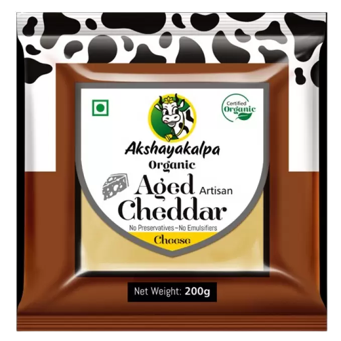 AKSHAYAKALPA ORGANIC AGED CHEDDAR CHEESE 200g 200 gm