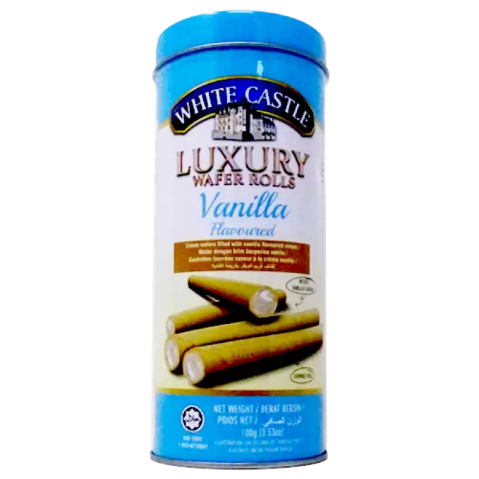 WHITE CASTLE VANILLA WAFER ROLLS TIN 100 gm